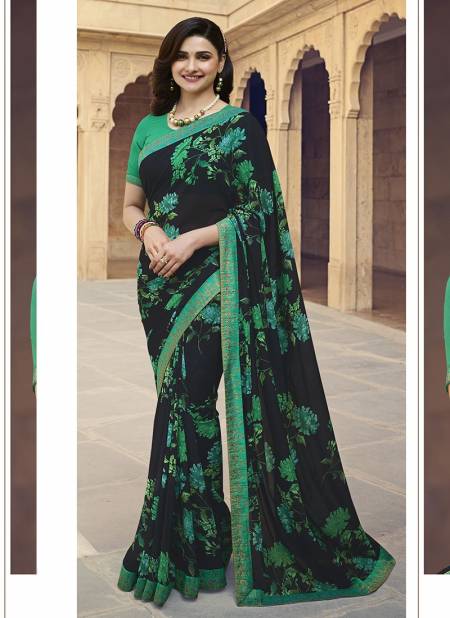 Green Colour Latest Fancy Party Wear Designer Georgette Printed Saree Collection 23553